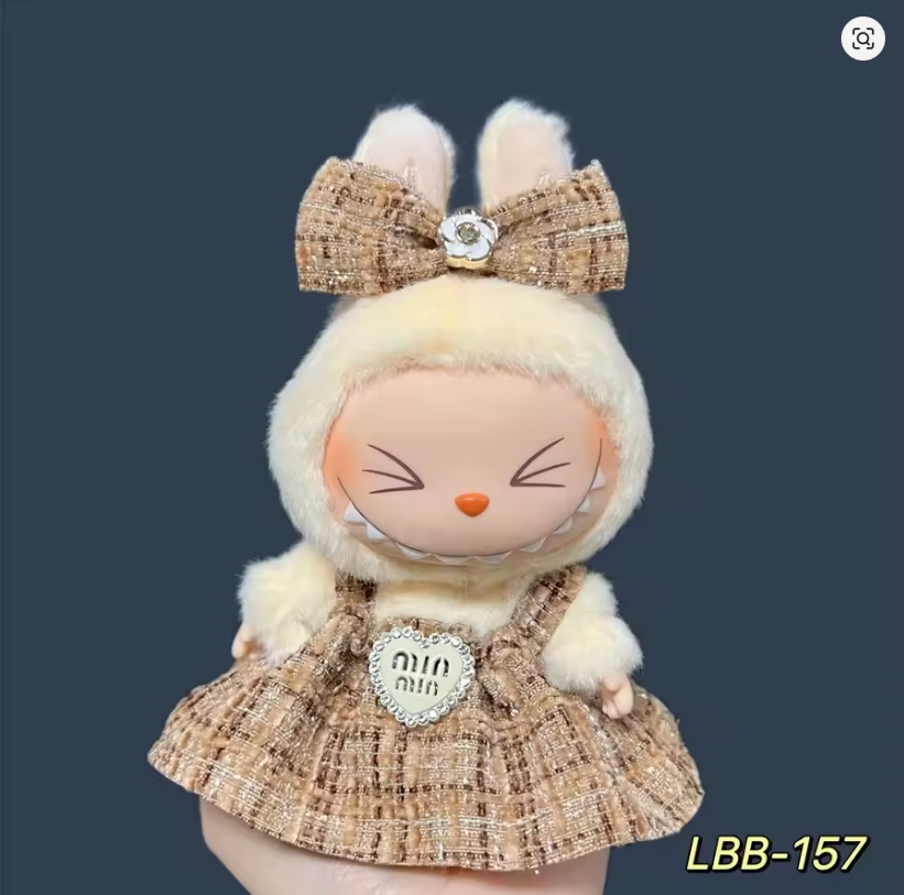For 17cm Labubu Plush Doll Skirt- Adorable Skirt Set for DIY Clothes Accessories